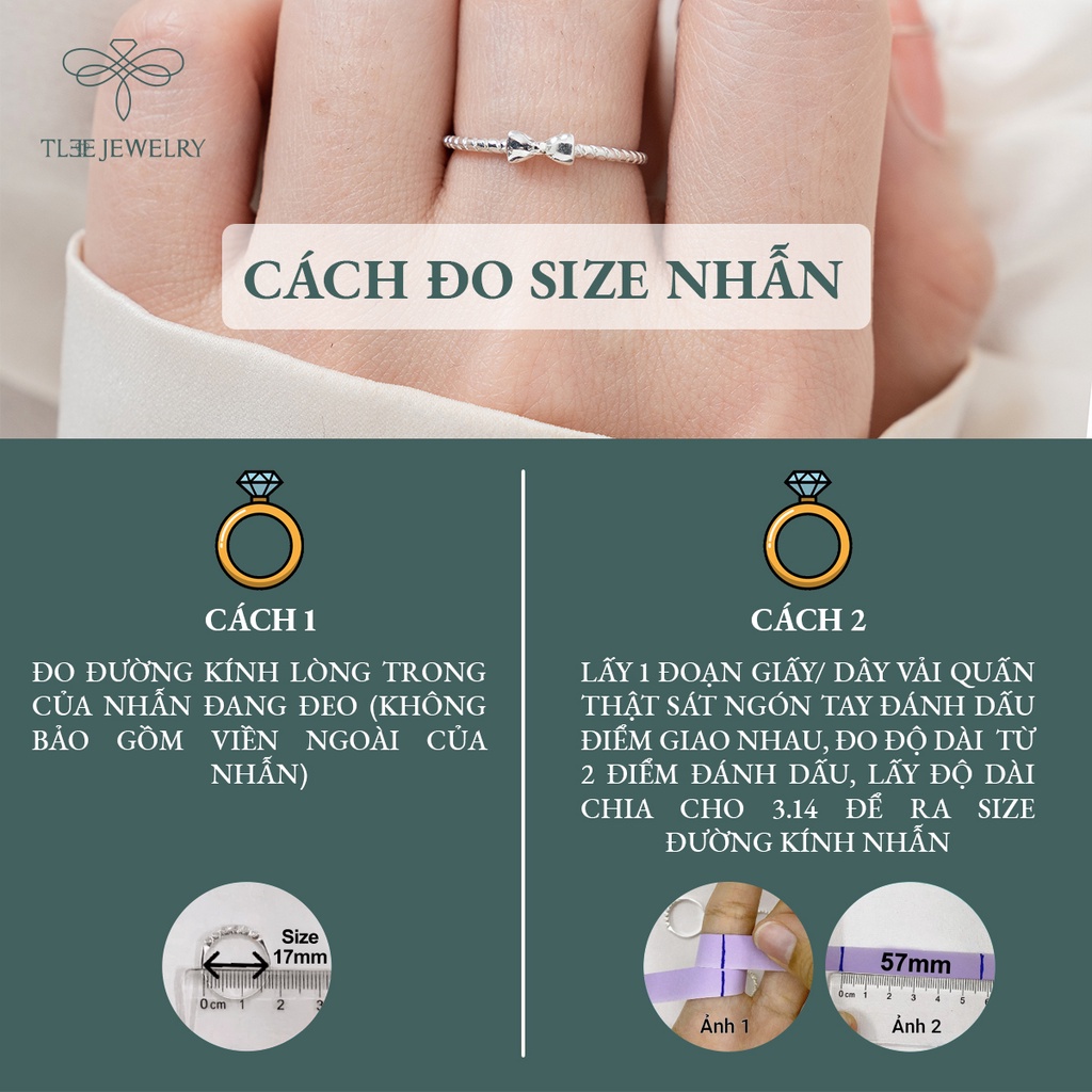 Nhẫn bạc nữ TLEE nơ nhỏ xinh xắn dịu dàng NCJ A0183