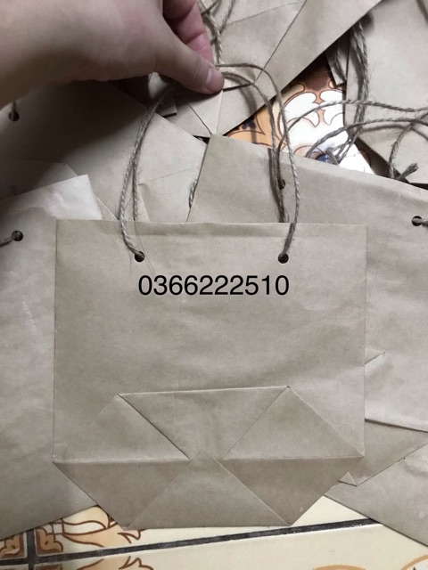 Combo 50 túi giấy xi măng có quai kích thước 17x20cm