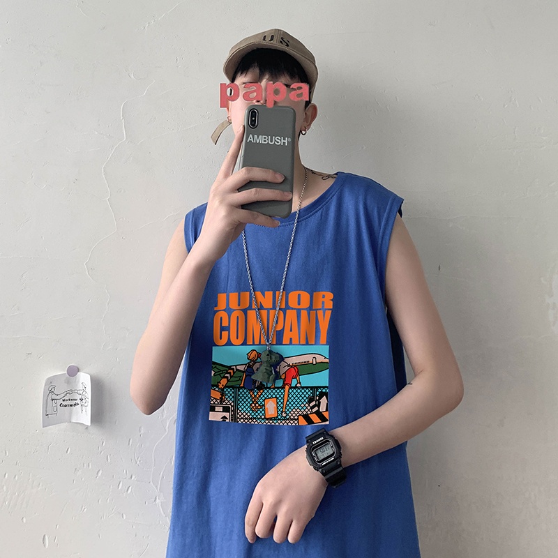 Áo thun nam cổ tròn không tay in hình thời trang kích thước M-3Xl