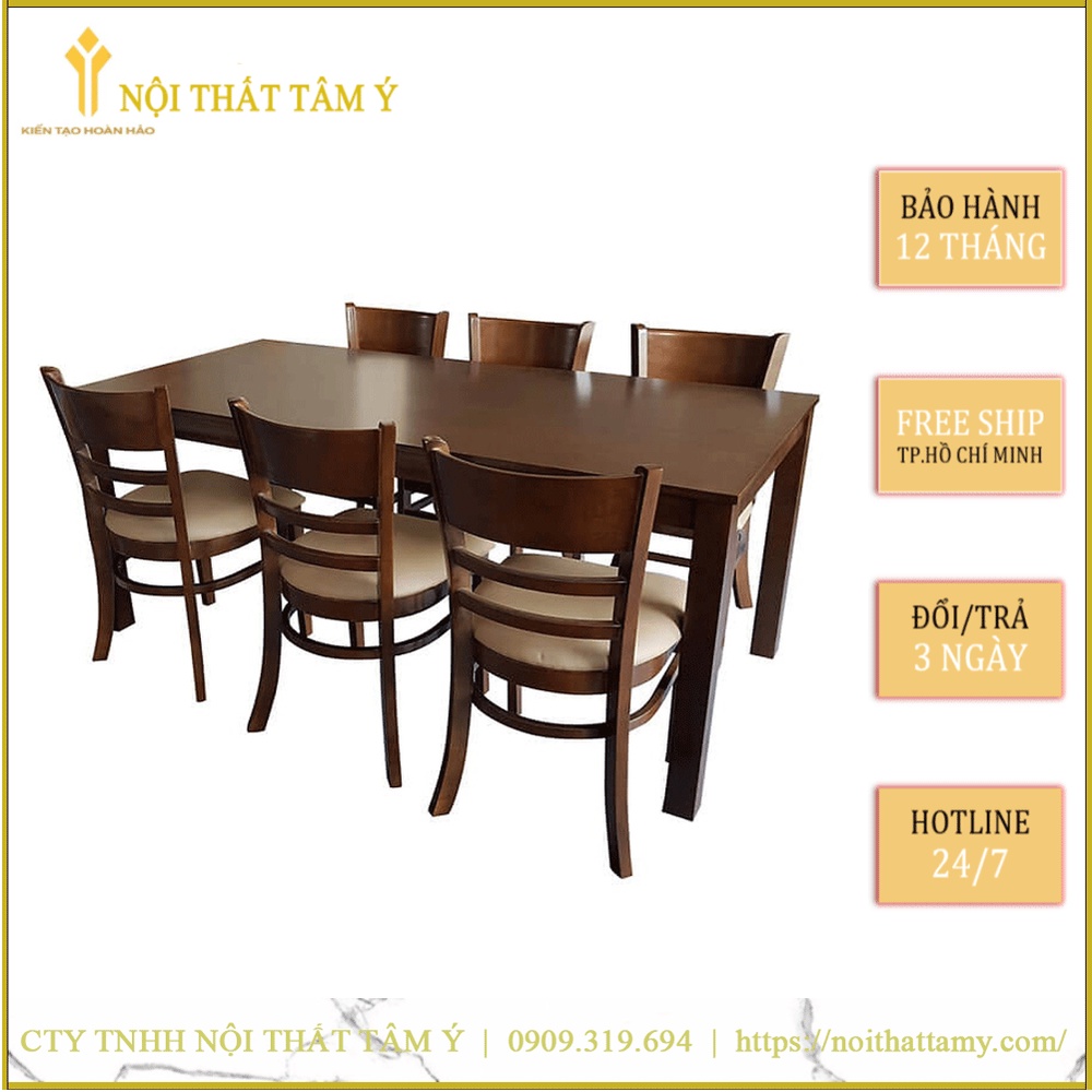 Bộ Bàn Ăn Cabin 6 ghế ✌FREE SHIP HCM✌ Bộ bàn ăn Cao cấp Thương hiệu Nội Thất Tâm Ý