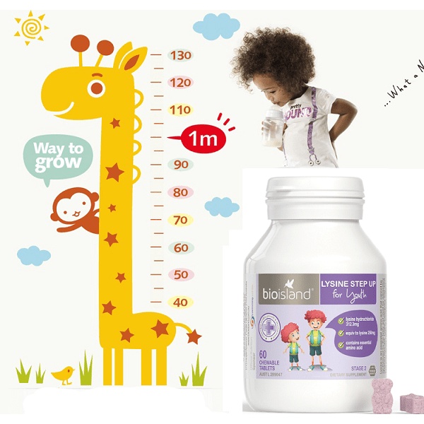 Lysine viên cho bé trên 6 tuổi - Bio Island Lysine Step Up ( 60 viên)
