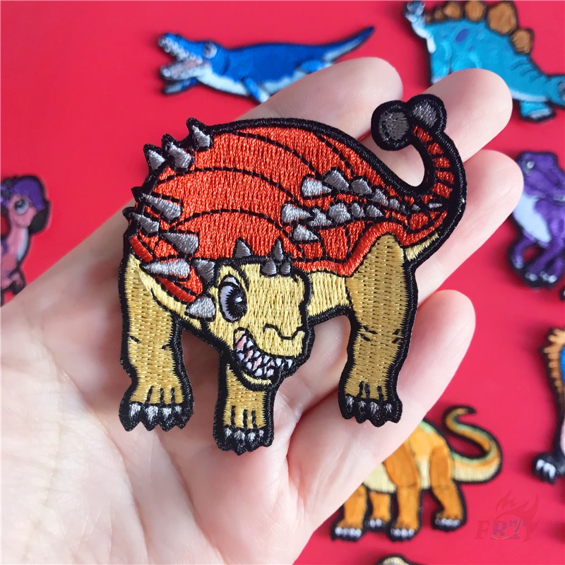 ☸ Sticker Ủi Thêu Hình Khủng Long Hoạt Hình Series 03 ☸ 1 Huy Hiệu Cài Áo Hình Động Vật Dễ Thương