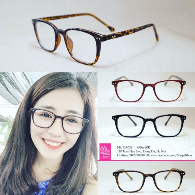 [Tặng hộp và khăn] Gọng Kính cận siêu rẻ Hibou Optical GA038 - Chuyên lắp mắt cận loạn viễn