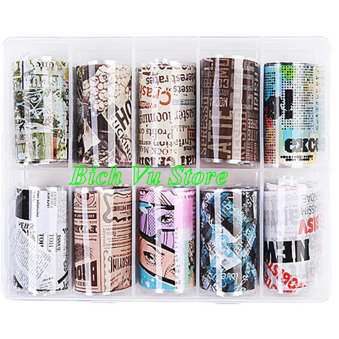 Foil giấy báo dán móng |set 10 cuộn