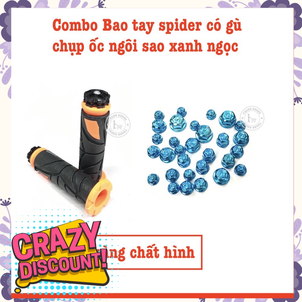 Combo bao tay spider màu cam có gù và chụp ốc ngôi sao màu xanh ngọc thanh khang 006001376 006001523