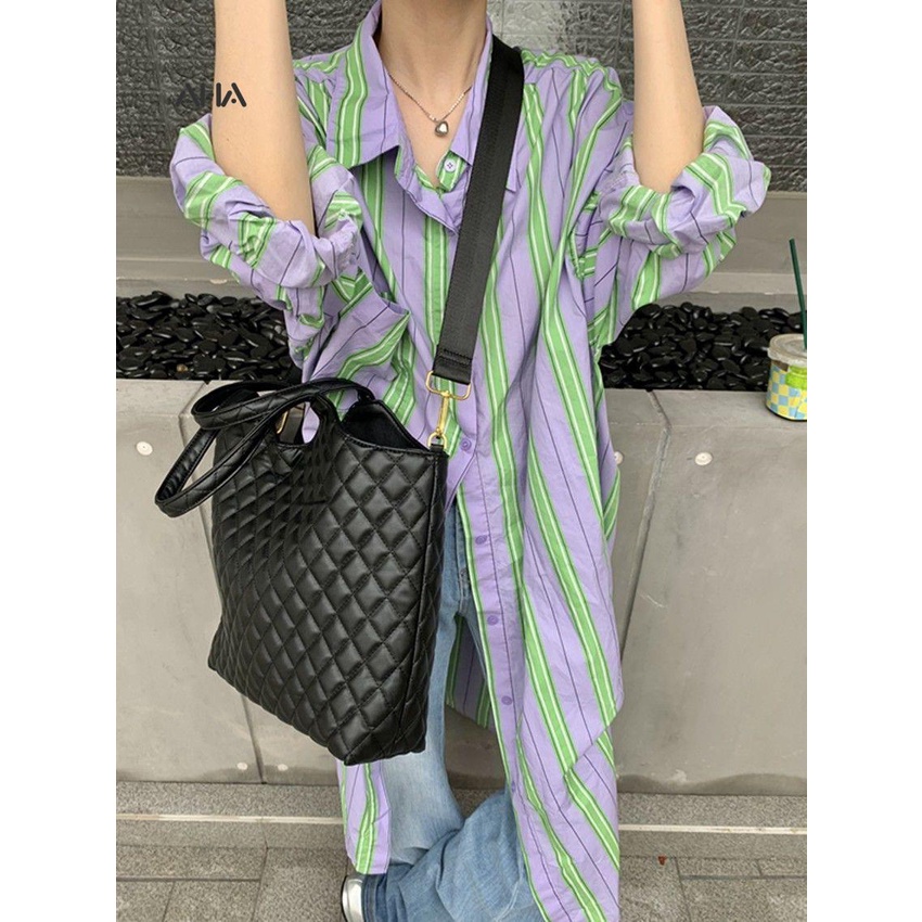 Túi Xách Đeo Vai Dung Tích Lớn Màu Đen Đính Kim Cương Thời Trang Cho Nữ