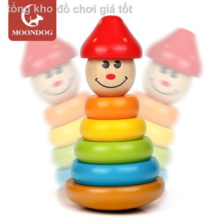 ↂTháp cầu vồng bằng gỗ cho trẻ em Jenga đồ chơi xếp tầng nhiều màu sắc bé con lật đật 0-1-3-6 tuổi1