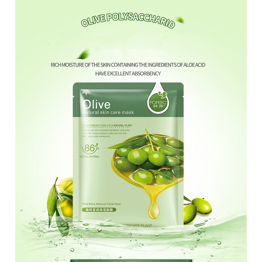 Combo 5 mặt nạ giấy dưỡng da Rorec mix việt quất, lô hội, lựu đỏ, mật ong, olive dưỡng ẩm, da sáng màu SPU088