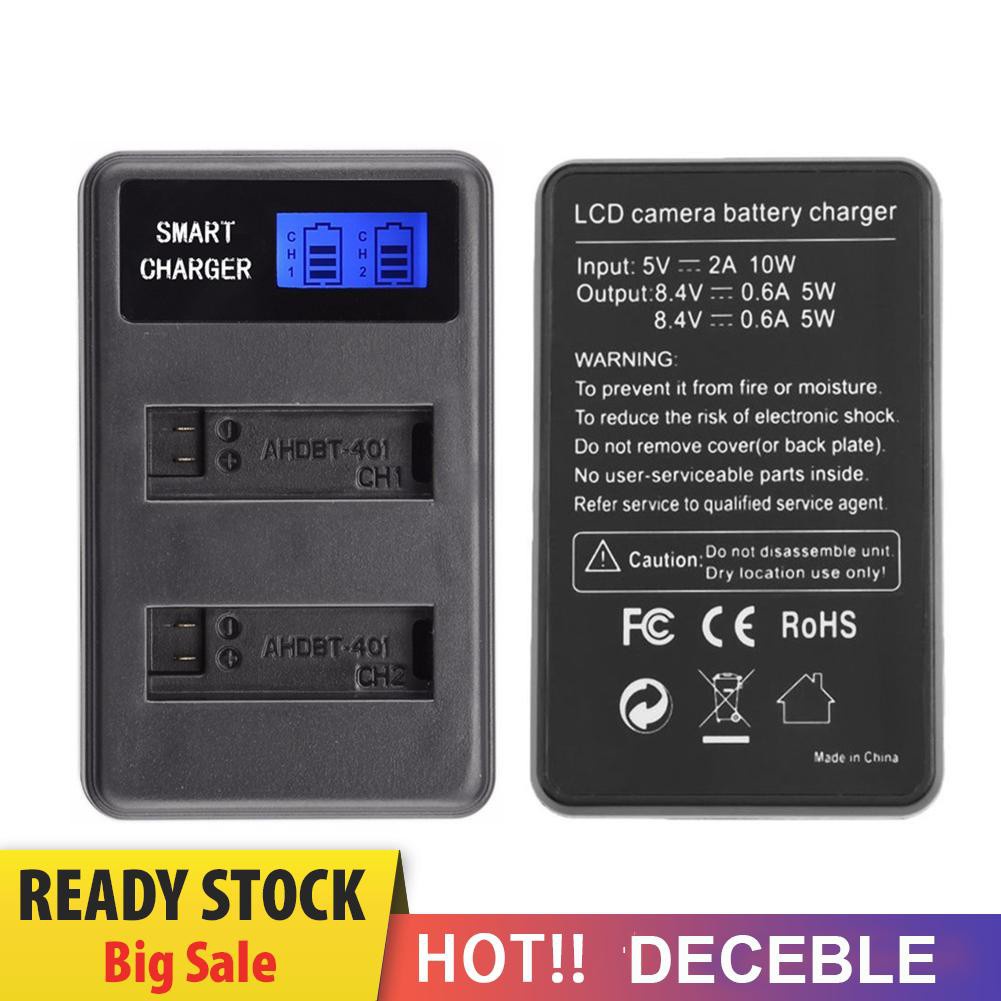 Deceble AHDBT-401 LCD Dual Port USB Battery Charger for GoPro Hero 4 Action Camera