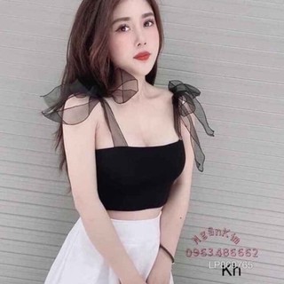Áo croptop đan dây cột nơ body