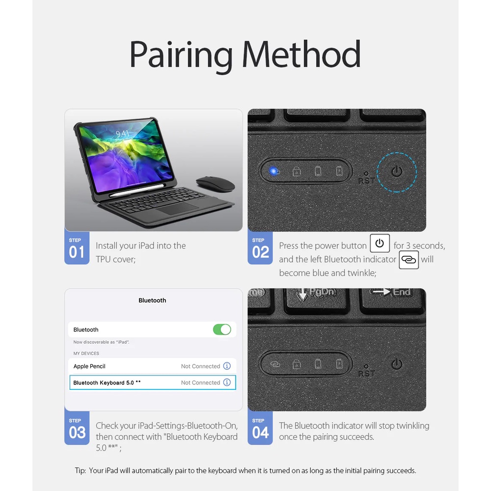 Bao Da Máy Tính Bảng Kèm Bàn Phím Bluetooth Không Dây Có Đèn LED Nền Cho IPad Pro 11 12.9 Air3 10.5 8th 9th 10.2 9.7 Air5 Air4 10th Gen 10.9 Inch 2020 2022