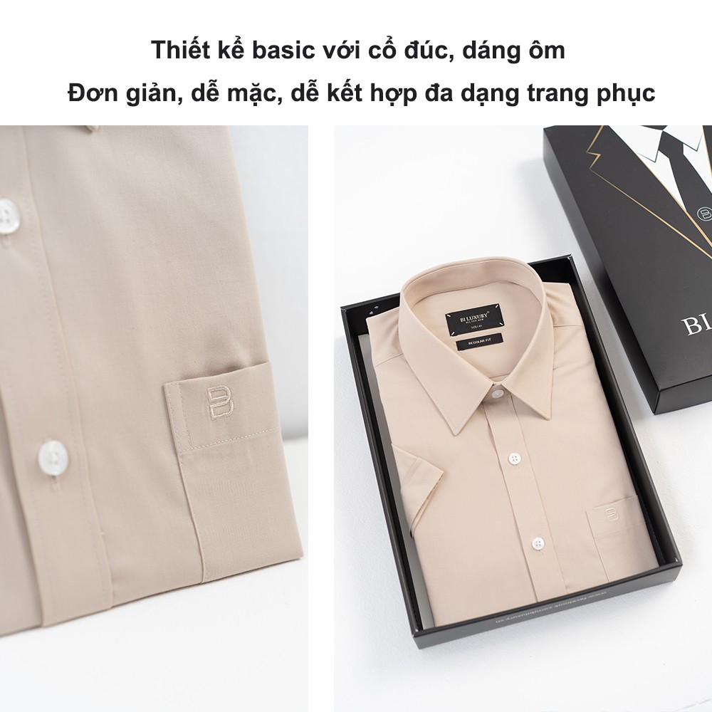 Áo sơ mi nam ngắn tay BILUXURY chất vải kháng khuẩn  thiết kế trẻ trung chuẩn form 4SMCB005BEV | BigBuy360 - bigbuy360.vn