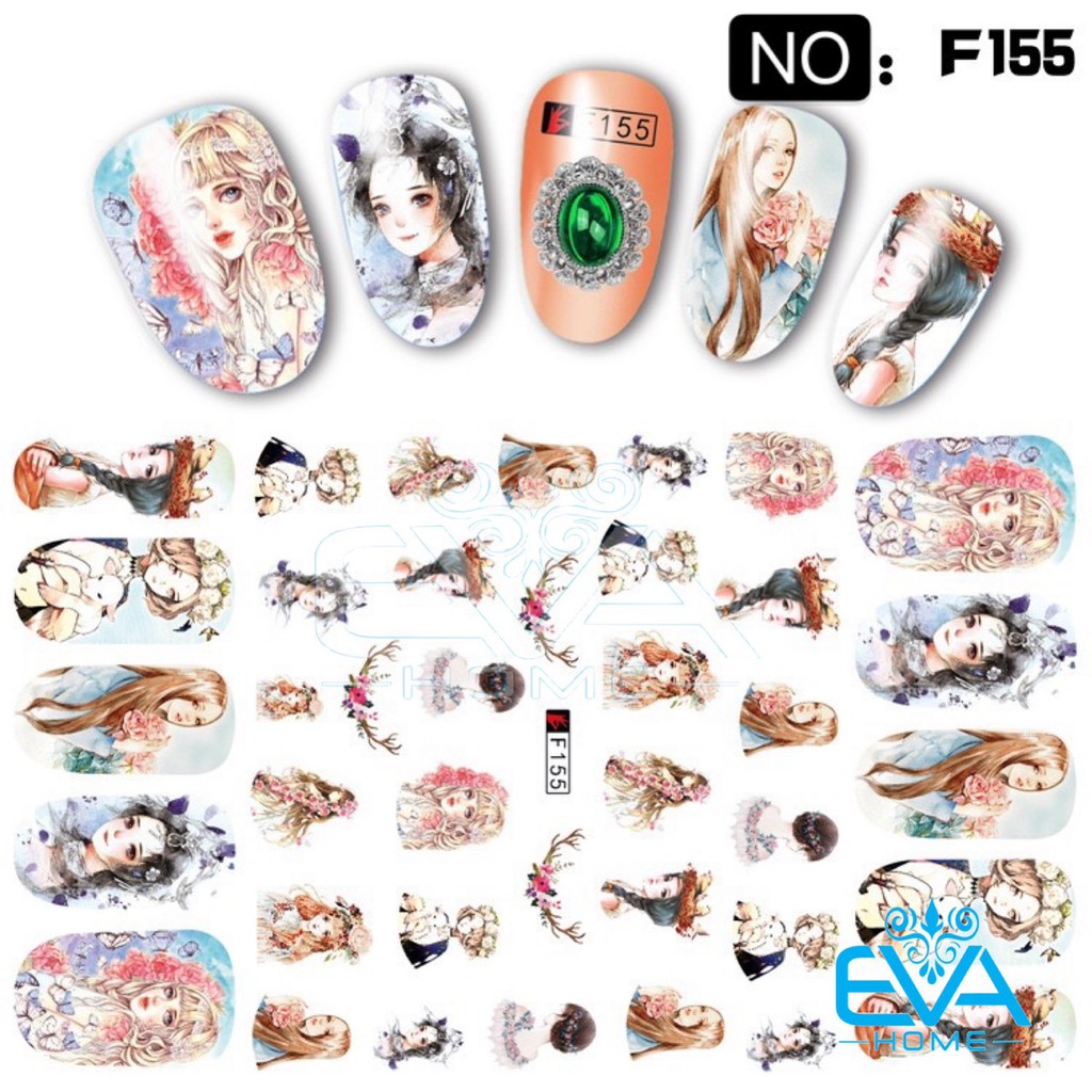 Decal Dán Móng Tay 3D Nail Sticker Hoạ Tiết Nhân Vật Truyện Tranh Phong Cách Châu Âu Anime Girls F155