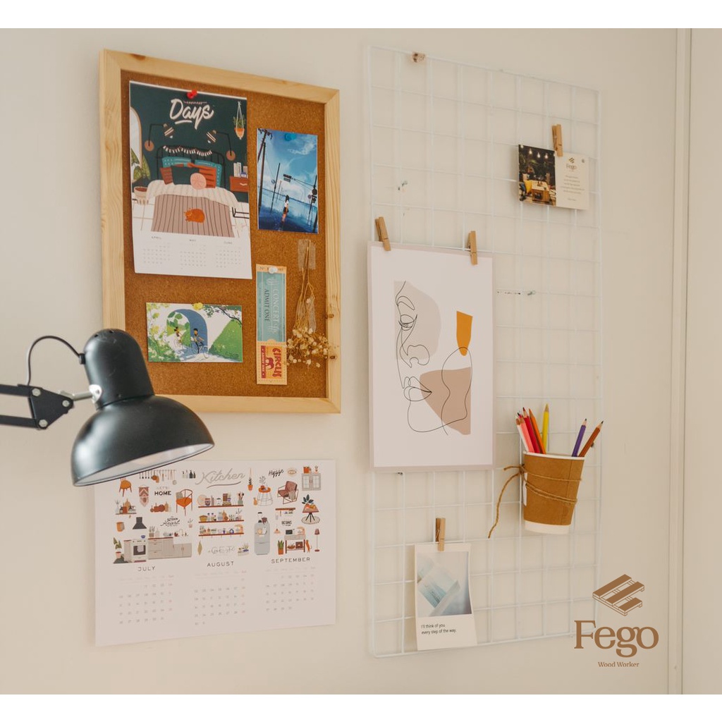 Bảng gỗ FEGO treo tường dán ghi chú, tài liệu, tranh ảnh 40x60cm