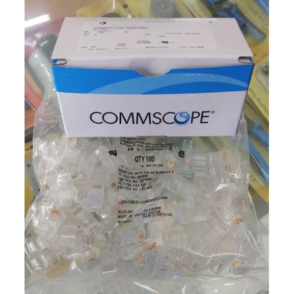 Đầu bấm mạng cat6 Commscope/AMP 6-2111989-3 (Chân đồng,túi/100c) Chính Hảng,giá có háo đơn vat