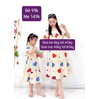 Set đầm trái tim mẹ và bé