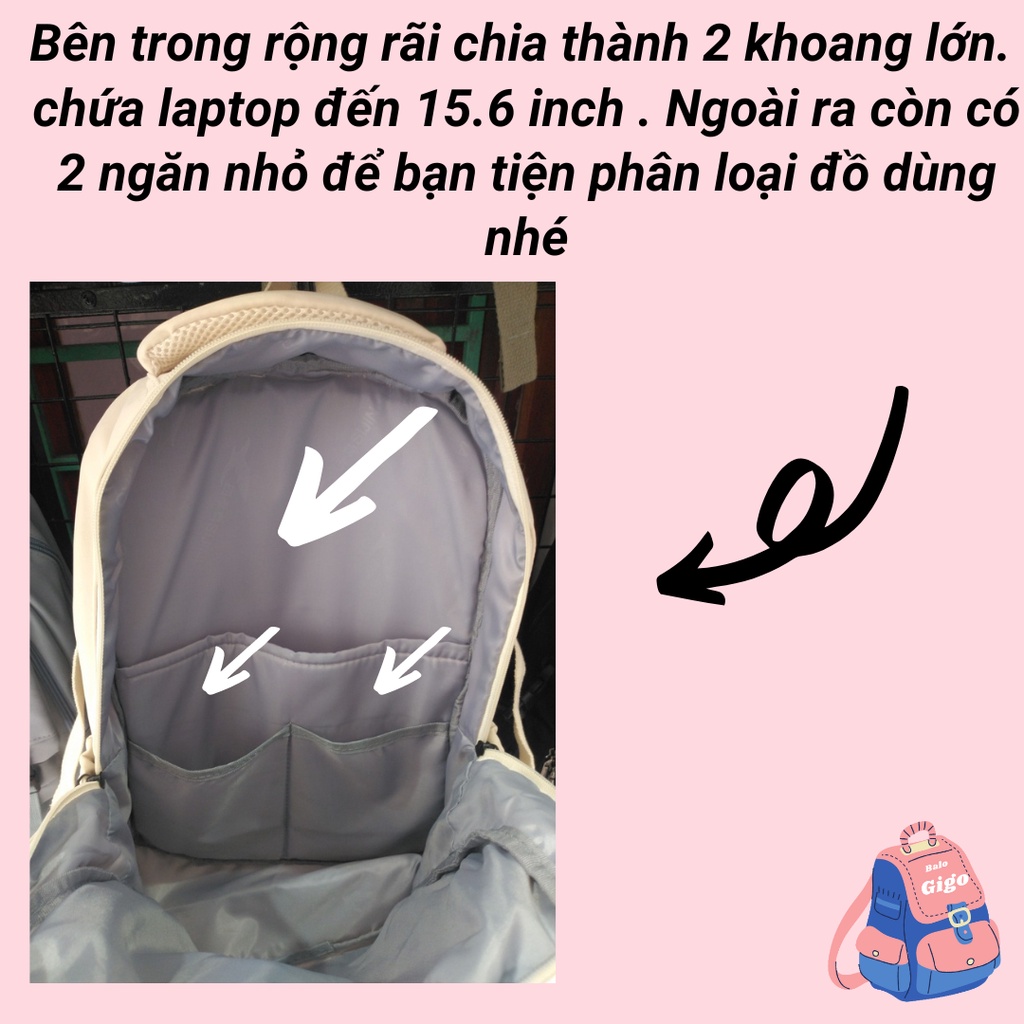 Balo nữ đi học cho học sinh sinh viên chứa laptop đến 15.6 inch G210 - BaloGigo