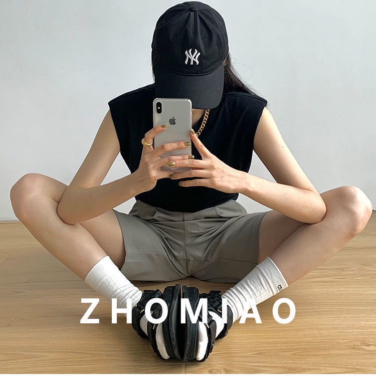 ▣✗❒Áo Thun Sát Nách Mỏng Có Đệm Vai Màu Đen Thời Trang Mùa Hè Cho Nữ