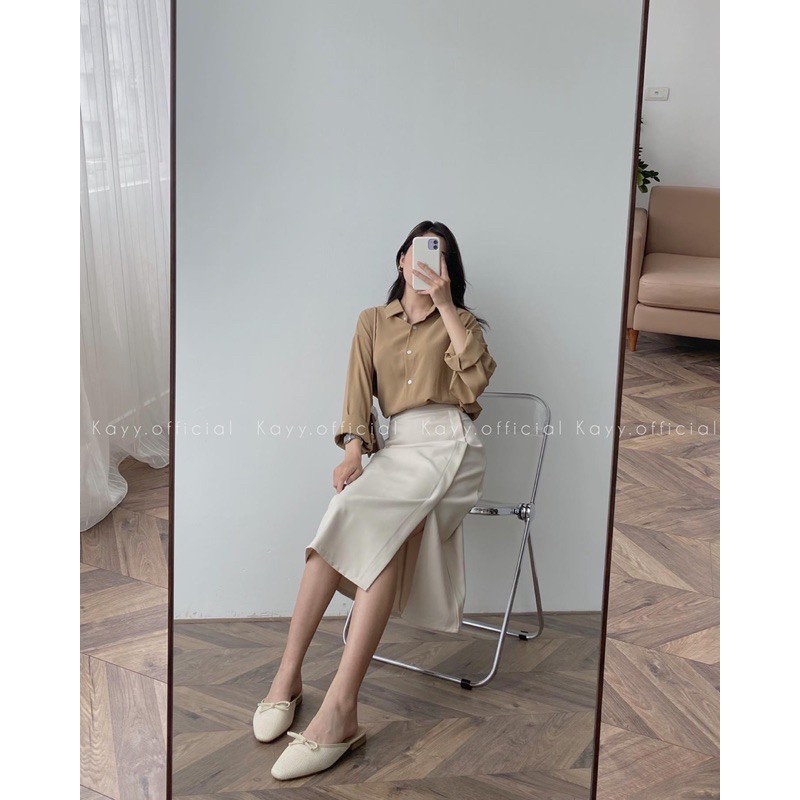 [Mã SKAMA8 giảm 8% đơn 300K] Set áo sơ mi đũi kèm chân váy | BigBuy360 - bigbuy360.vn