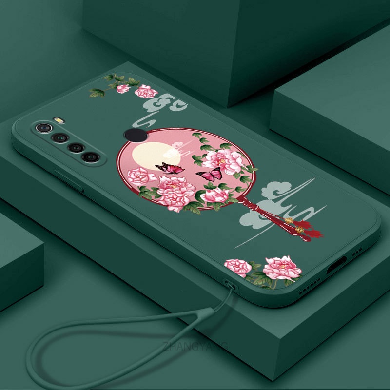 Ốp Điện Thoại Silicon Mềm Họa Tiết Hoa Mẫu Đơn Có Dây Đeo Cho realme 5 5i 5 pro 6i c3