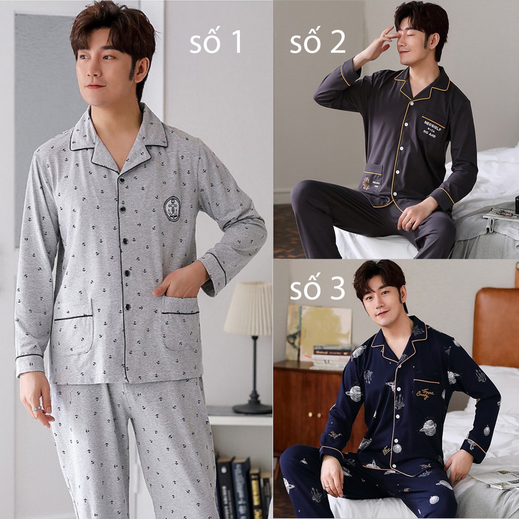 {ảnh thật} Đồ bộ Pijama-Đồ ngủ nam cao cấp phong cách Hàn Quốc, chất COTTON 100 dày dặn & thoáng khí (709)