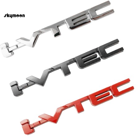 Logo tem nhãn dán ốp kim loại mạ chrome crom chữ I-VTEC VTEC IVTEC cho xe hơi ô tô Honda Civic City