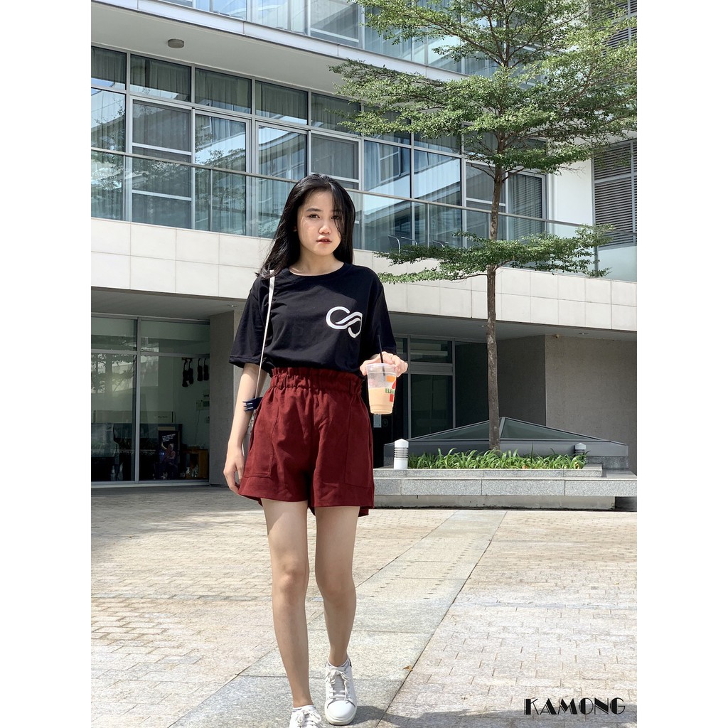 Quần short nữ ống rộng KAMONG lưng thun chất liệu short nhung kiểu dáng trẻ trung, năng động Q001. | BigBuy360 - bigbuy360.vn