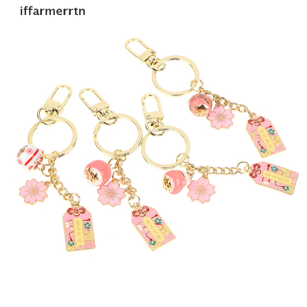 {iffarmerrtn} Omamori Sakura Amulet Lucky Cat Keychain Cute Pendant Clothes Backpack Keyring hye