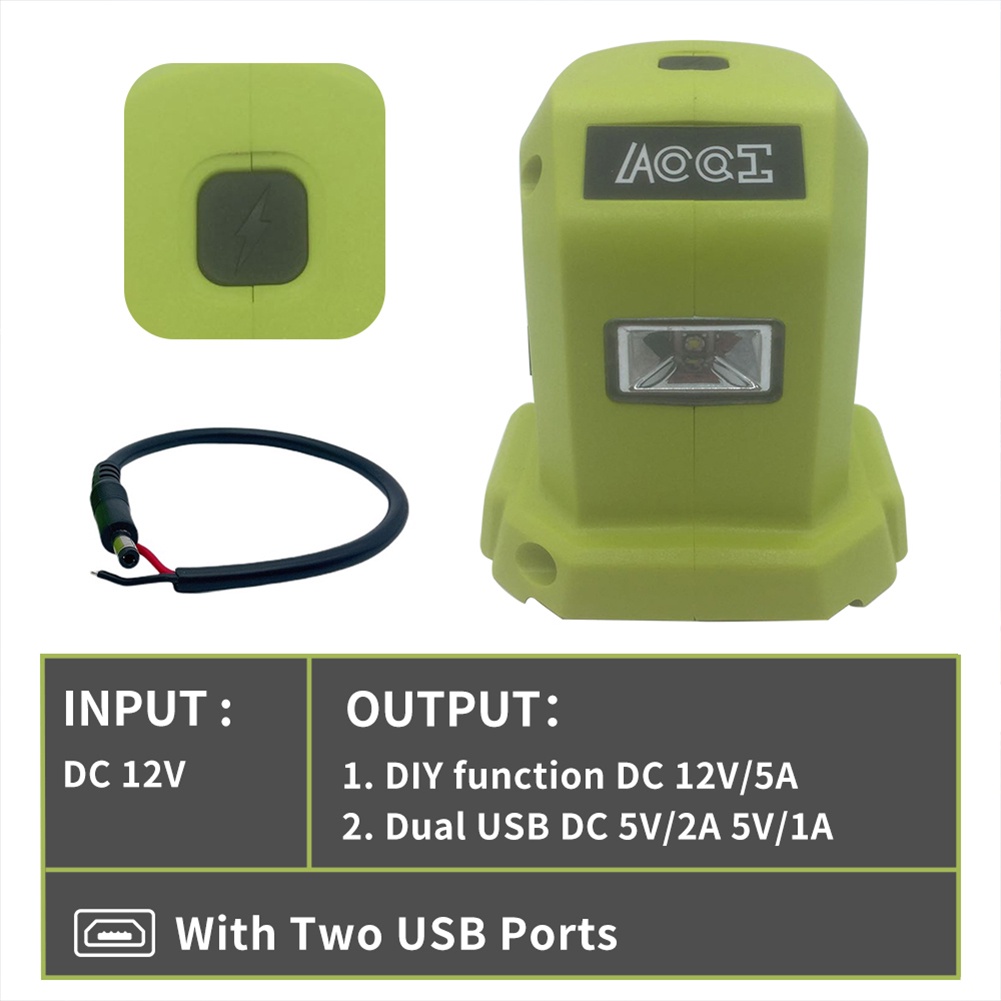 Nguồn Li-ion Di Động Với Cổng Usb Kép Và Đầu Ra Dc Cho Ryobi P743 18v