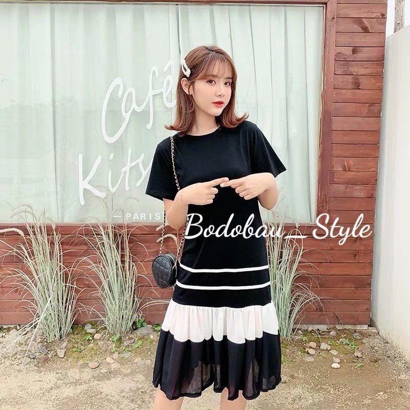 Váy bầu thiết kế DÁNG SUÔNG ĐUÔI CÁ chất cotton siêu xinh cho mẹ bầu năng động thoải mái W128