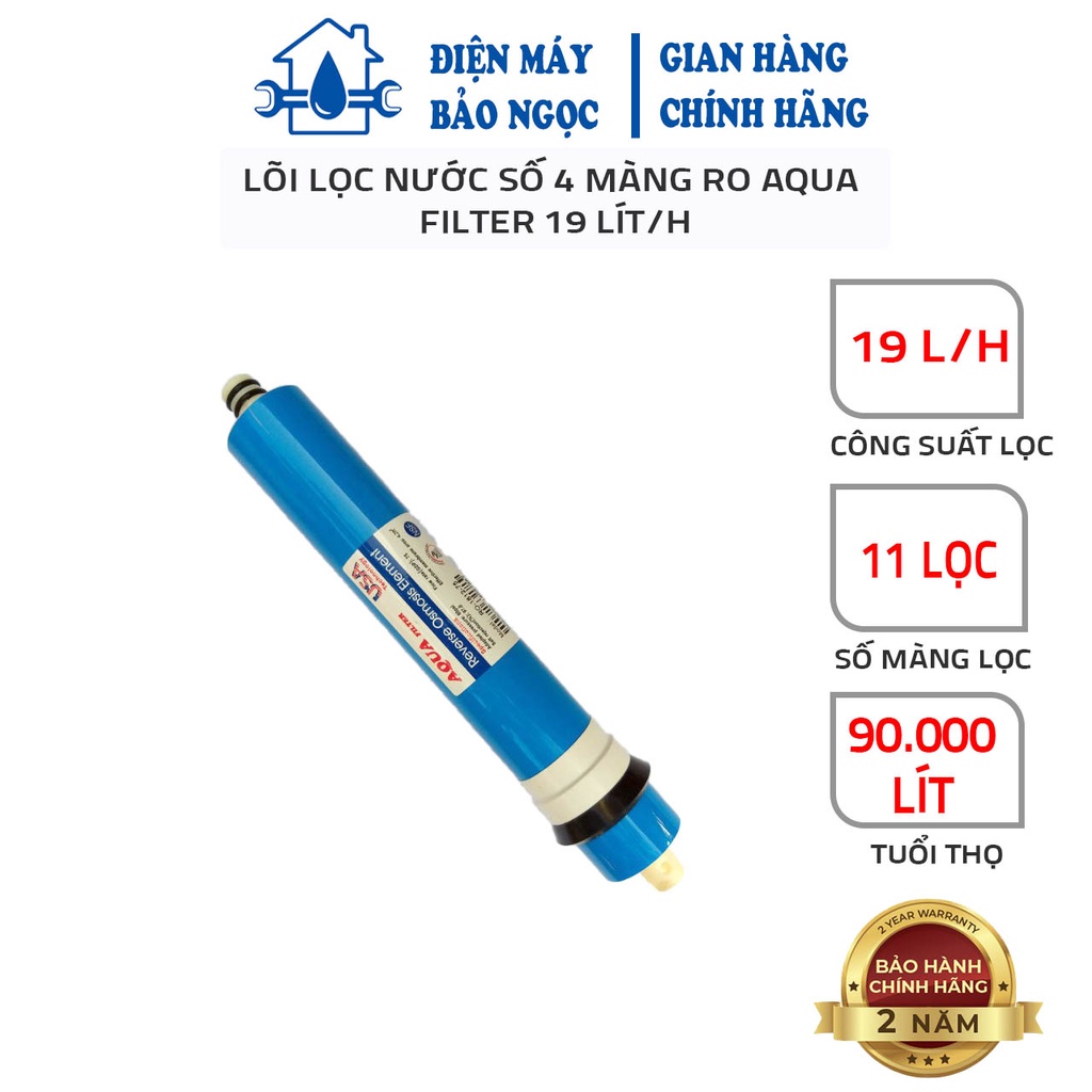 Lõi Lọc Nước Số 4 Màng RO AQUA FILTER 10 Lít/H, Cam Kết Hàng Chính Hãng