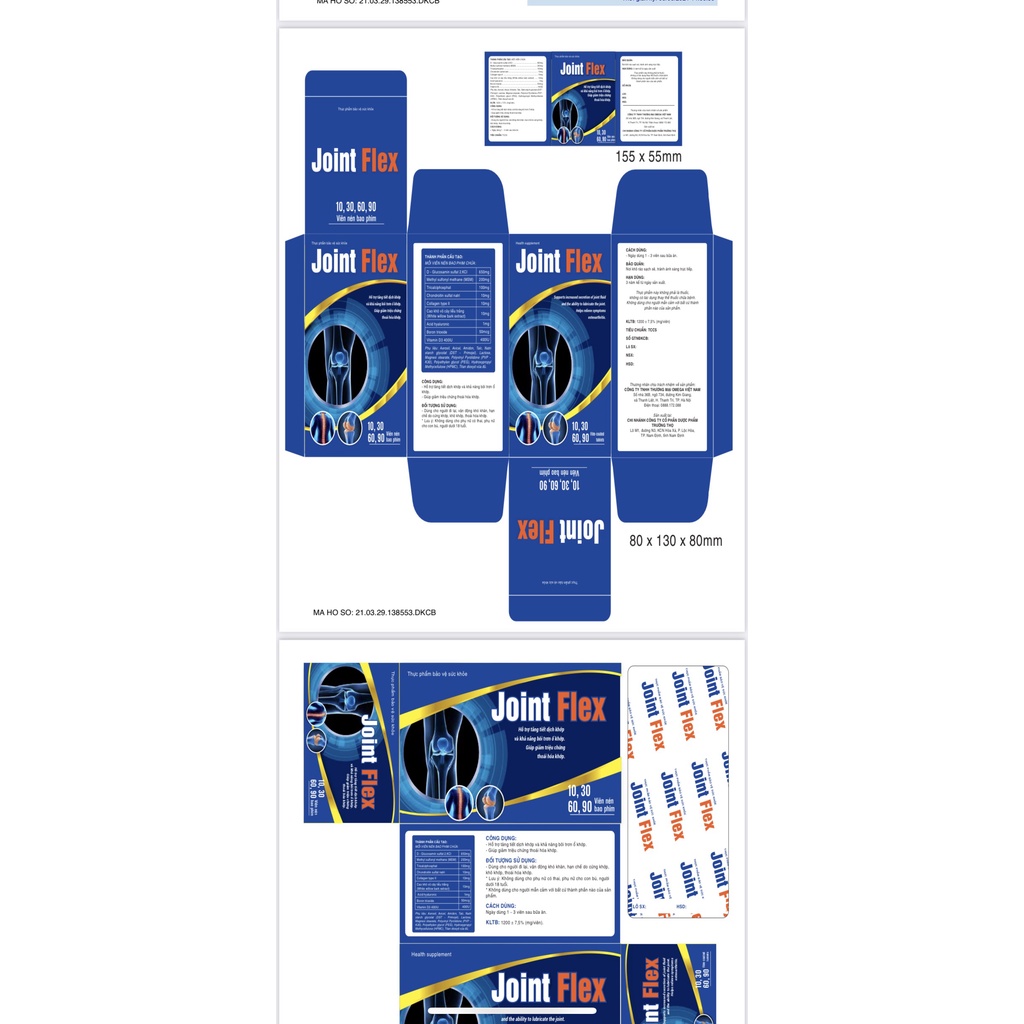 Joint  Flex - Hỗ trợ đau cơ, xương khớp, Giảm đau mỏi, tê  bì chân tay - 1 Hộp 60 viên
