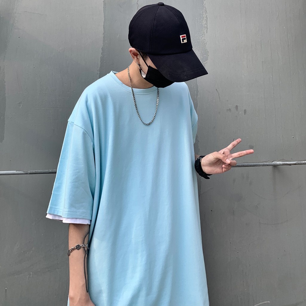 Áo phông trơn nam nữ,vải cotton,cổ tròn ,tay lỡ form rộng oversize