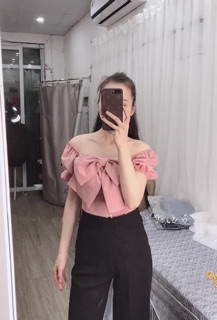 Áo bệt vai nơ ngực