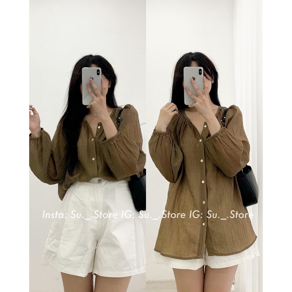 Áo sơ mi đũi mềm cổ tròn tay bo A2357 SUSTORE