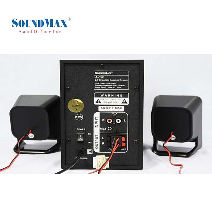 Loa Soundmax A826 (2.1) 25W Bluetooth, USB, thẻ nhớ, có điều khiển từ xa - Hàng chính hãng