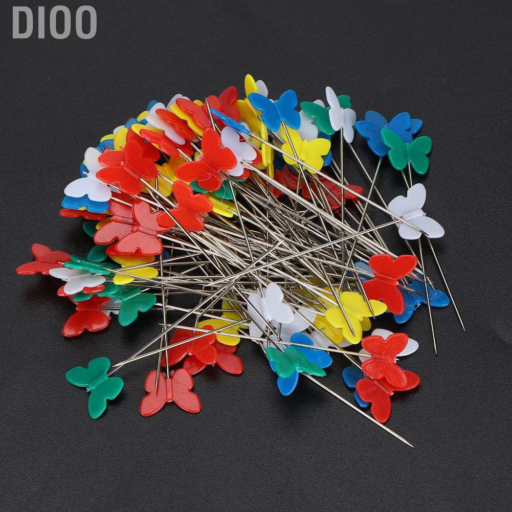 Dioo 100pcs Button Butterfly Bow Tie Head Sewing Pins Flat Straight Quilting