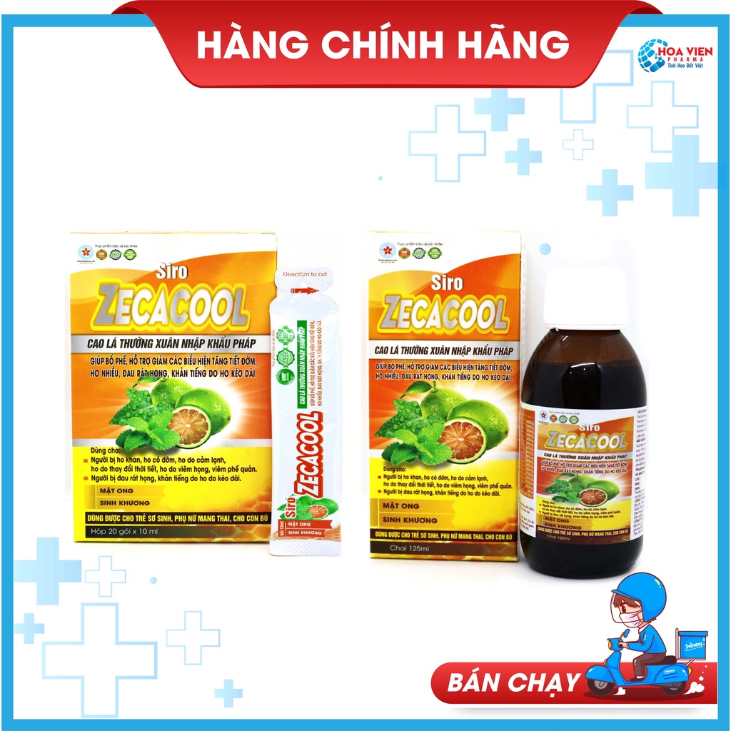 Siro ho thảo dược ZECACOOL - Giảm đau rát họng, khản tiếng, bổ phế, trừ ho, hóa đờm.