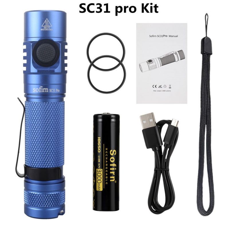 Đèn pin Sofirn SC31 pro giá rẻ - toàn diện: 2000lm - 18650 3000mAh-5000k-USB-C - nhỏ & mạnh