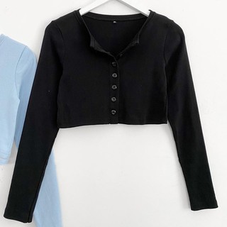 💗 Áo Croptop Tay Dài Cúc Ngực - Áo phông basic 💗