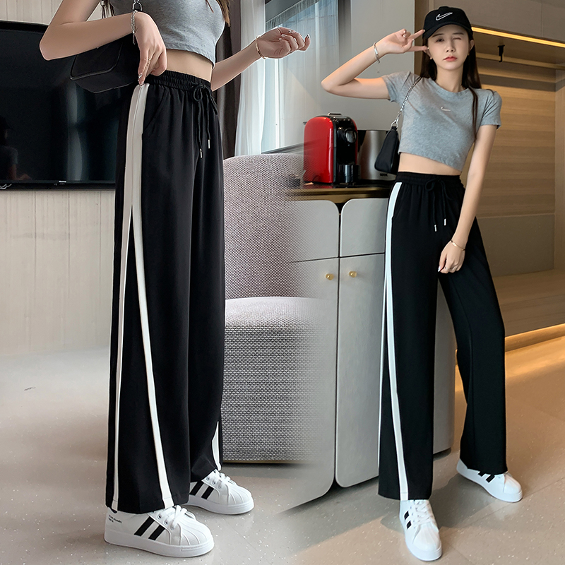 Quần Dài Ống Rộng Họa Tiết Sọc Thời Trang Cho Nữ