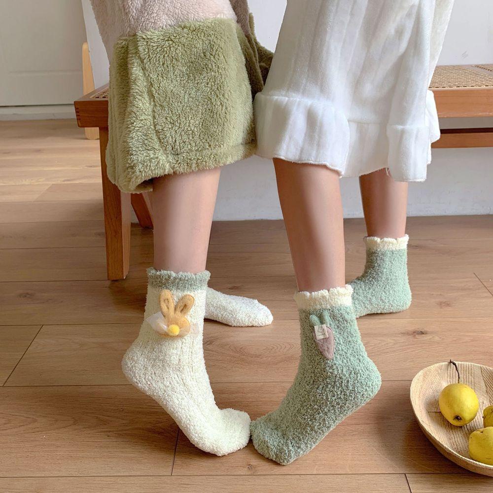 Vớ Ngủ Dày Dặn In Họa Tiết Củ Cà Rốt Hoạt Hình Dễ Thương Dành Cho Nữ