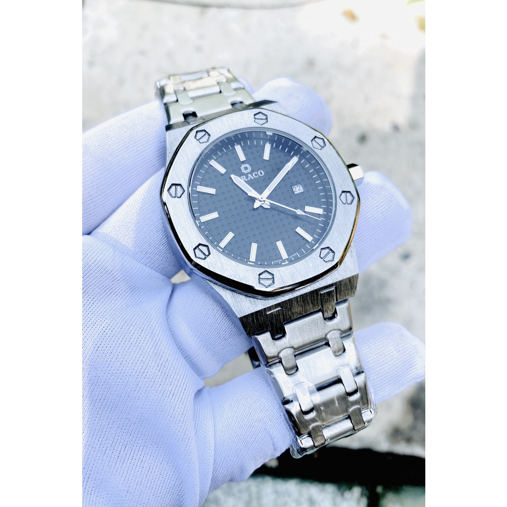 Đồng hồ nam Draco D22-DR04 “Revolution Watch” đen kết hợp chất liệu kim loại màu bạc - thời trang nam thể thao