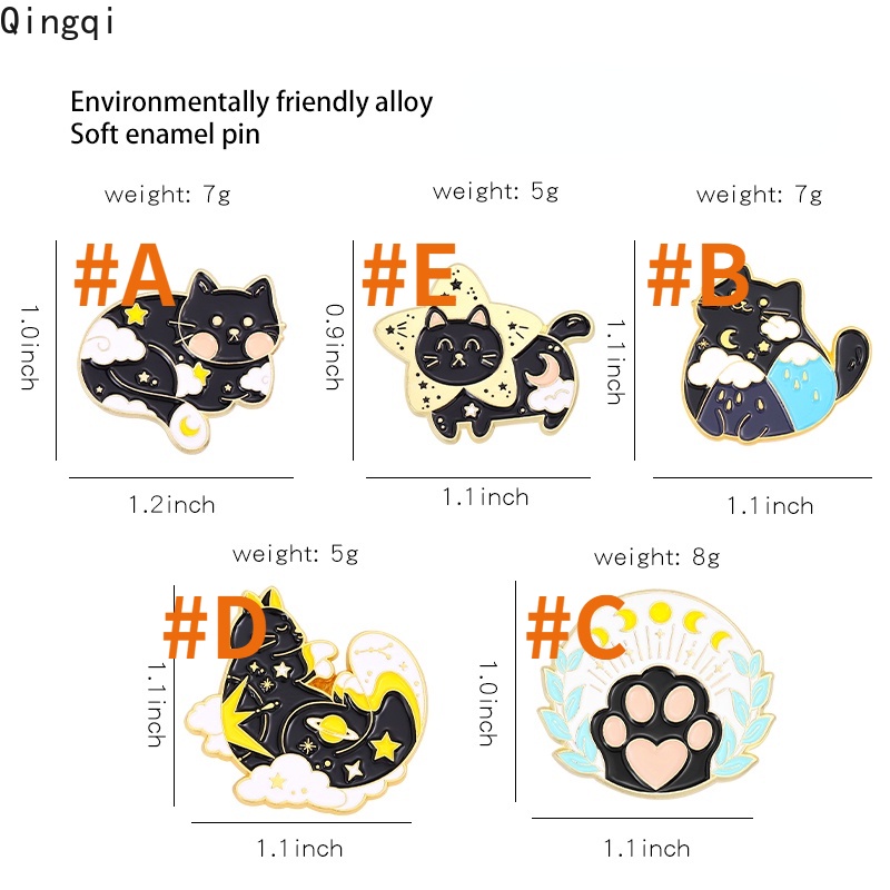 Ghim cài áo Miss Zoe tráng men hình chân mèo/mặt trăng/ngôi sao dễ thương độc đáo