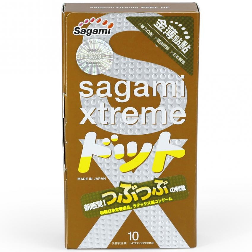 Combo bao cao su gân gai Sagami Extreme White và Feel Up - mỗi hộp 10 chiếc