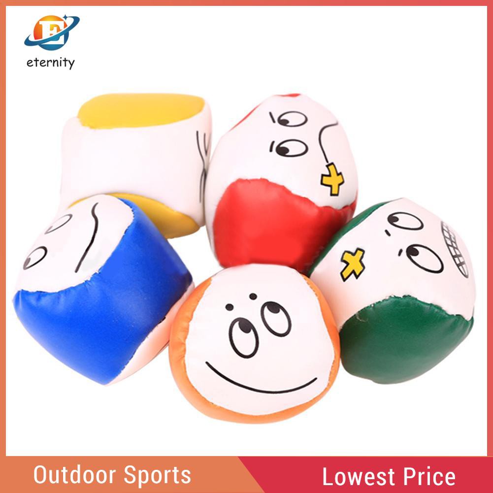 ※Eternity※Durable Cartoon Smile Face Juggling Ball PU Leather Bean Bag Kids Interactive Toys※