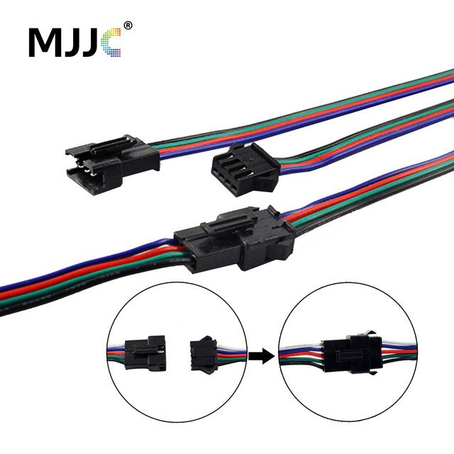 Đầu nối LED 4 chân RGB 5Pin RGBW Nam Nữ Đầu nối dây với cáp 15CM