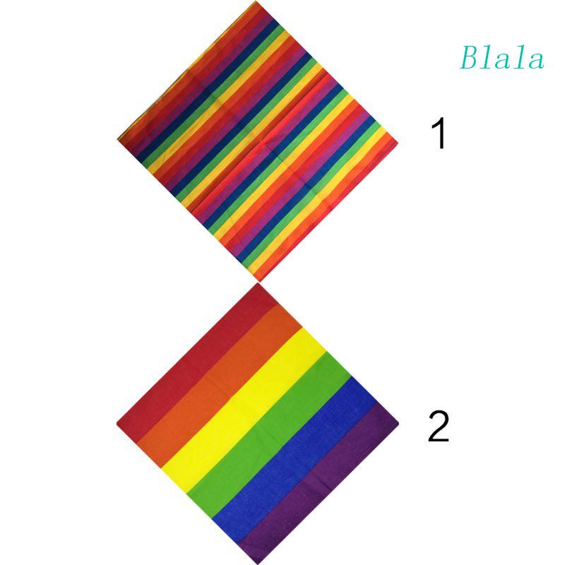 Blala Khăn Choàng Cổ Bandana Gay Parade Hình Vuông Bằng Cotton Bảy Sọc Cầu Vồng Nhiều Màu Sắc Unisex