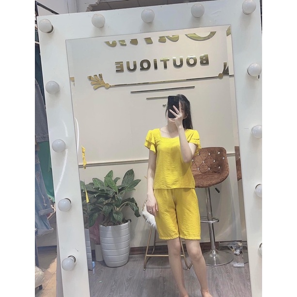 Bộ lửng cổ vuông siêu đẹp, vải đũi mát size 38-85kg