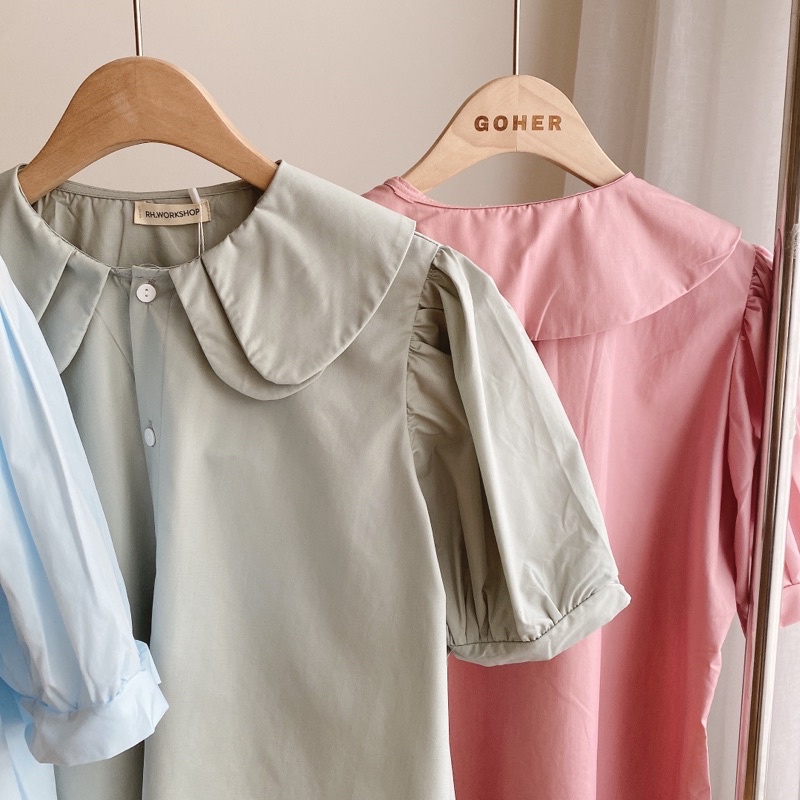 Áo sơ mi cổ 2 lá sen